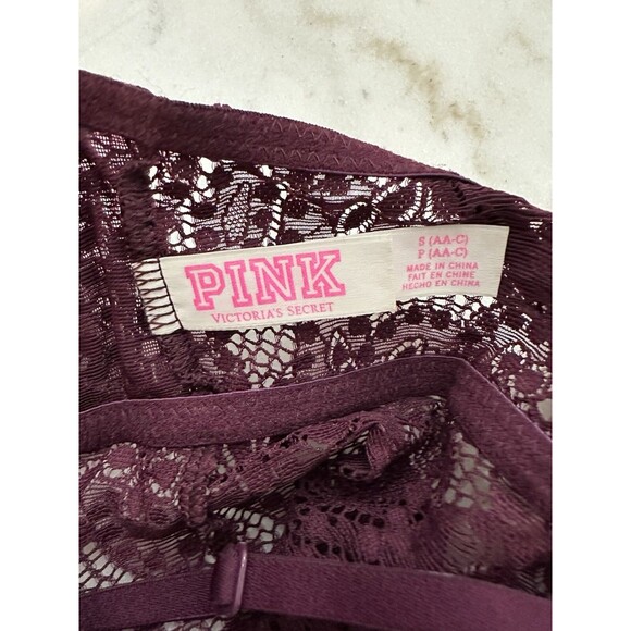 PINK Victoria's Secret Maroon Lace Push Up Bralette Size S (AA-C) - Picture 3 of 3